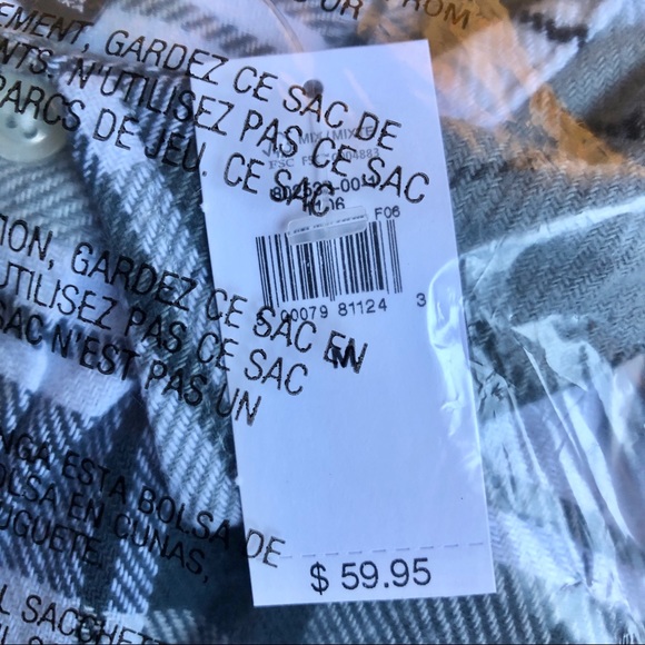 NEW GAP Plaid Shirt Long Sleeve Gray Medium Men’s - Picture 2 of 15